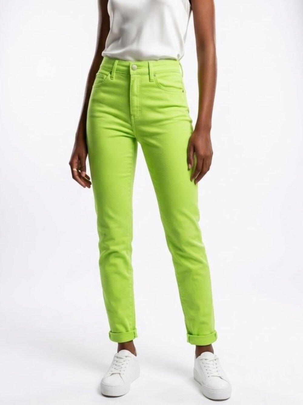 Judy Blue Neon Lime Green Slim Fit Jeans 9/29 Acid Cyber Y2K Rave Denim